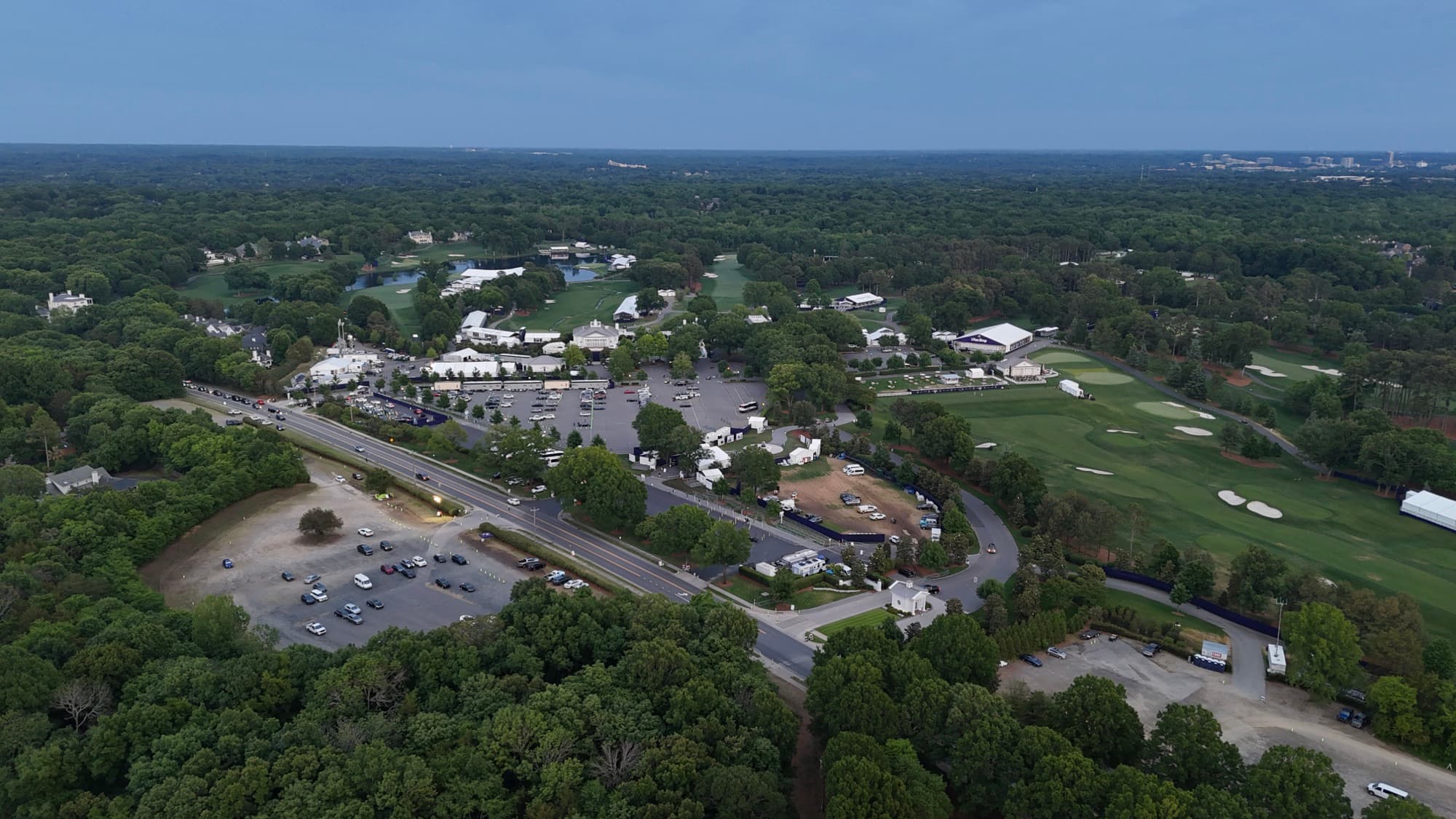 Aerial drone view over Concord, NC by SQO SkyWorks