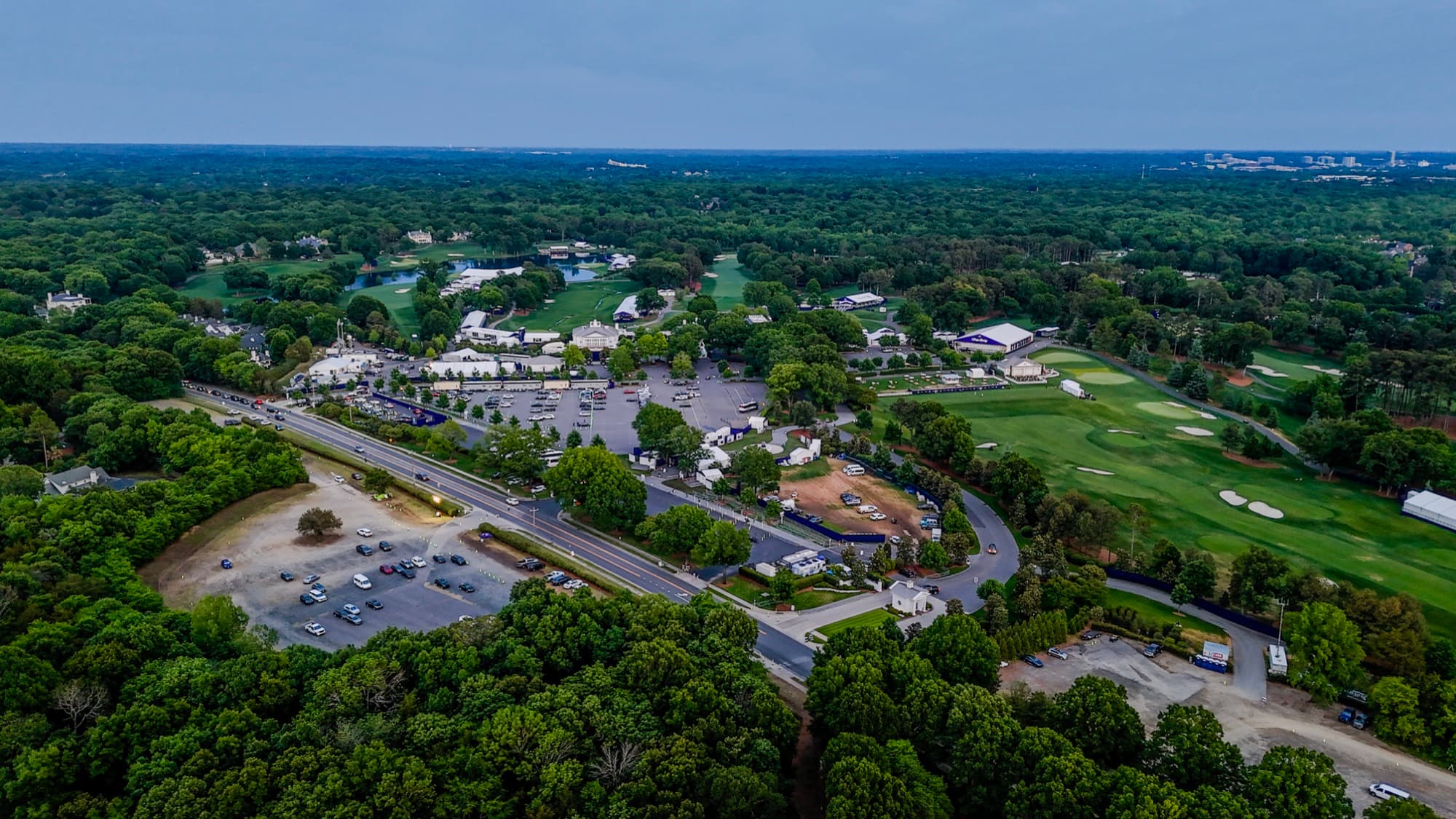Aerial drone view over Concord, NC by SQO SkyWorks