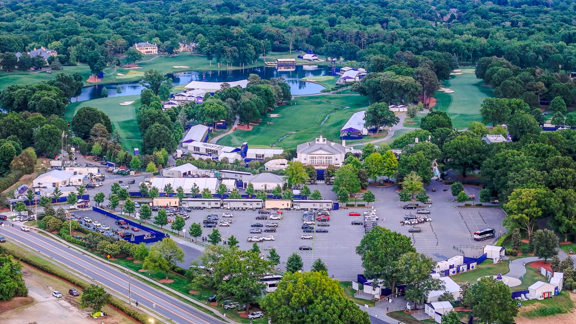 Aerial drone view over Mooresville, NC by SQO SkyWorks