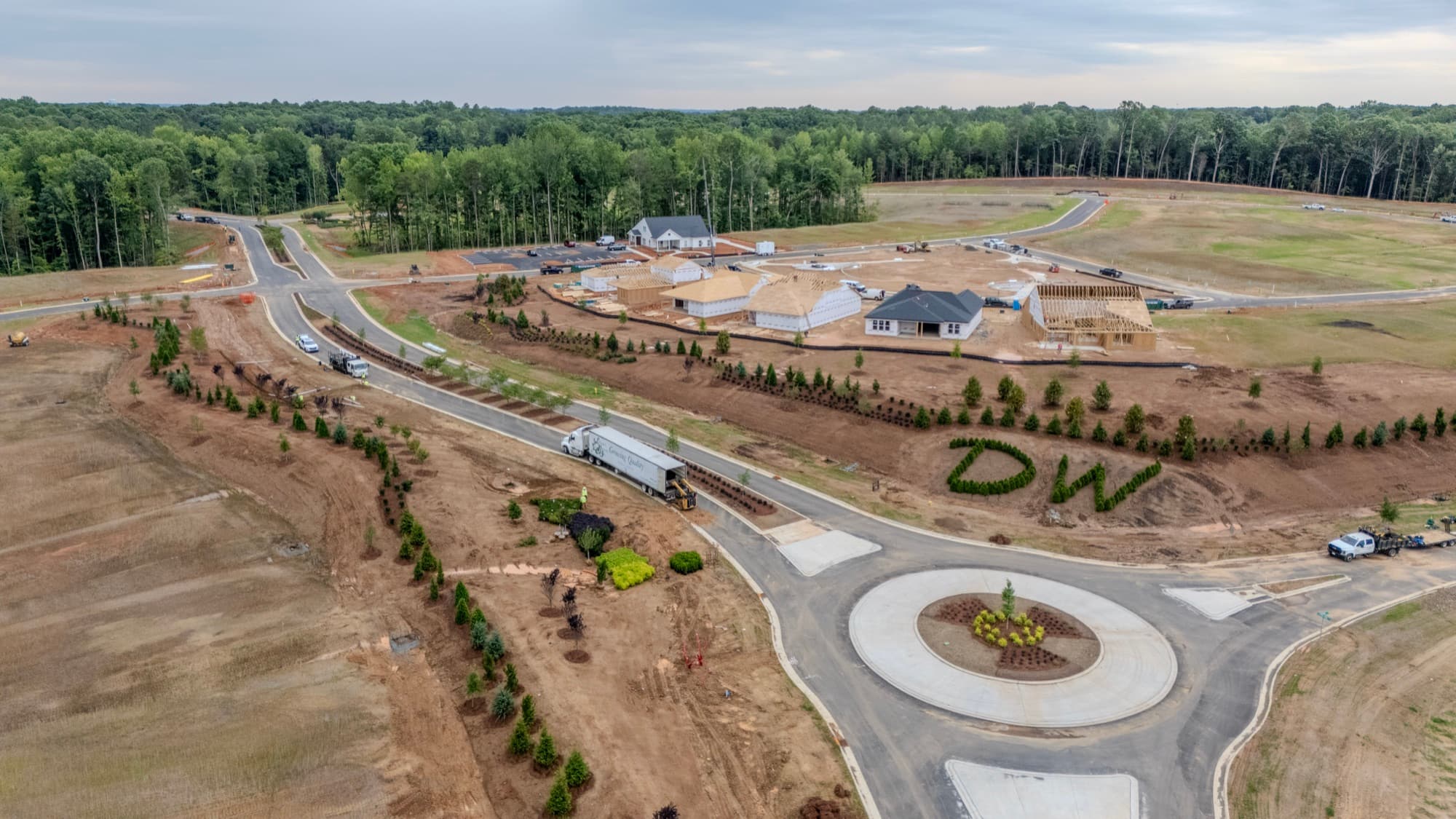 Aerial mapping overview of a graded development site and road layout by SQO SkyWorks, Charlotte NC