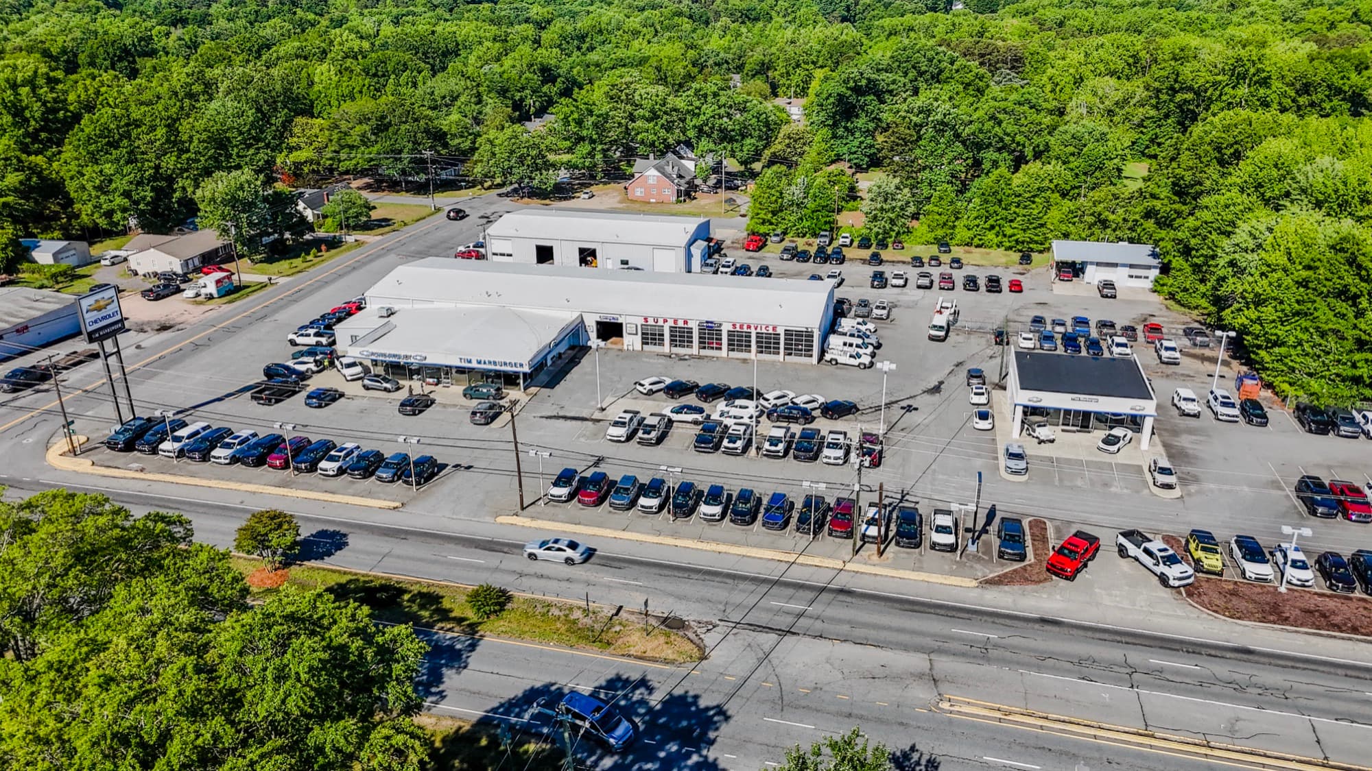 Aerial drone view over Charlotte, NC by SQO SkyWorks
