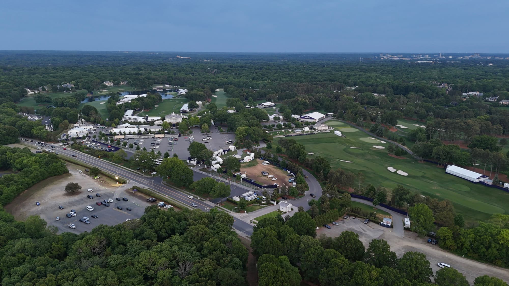 Aerial drone view over Ballantyne, NC by SQO SkyWorks