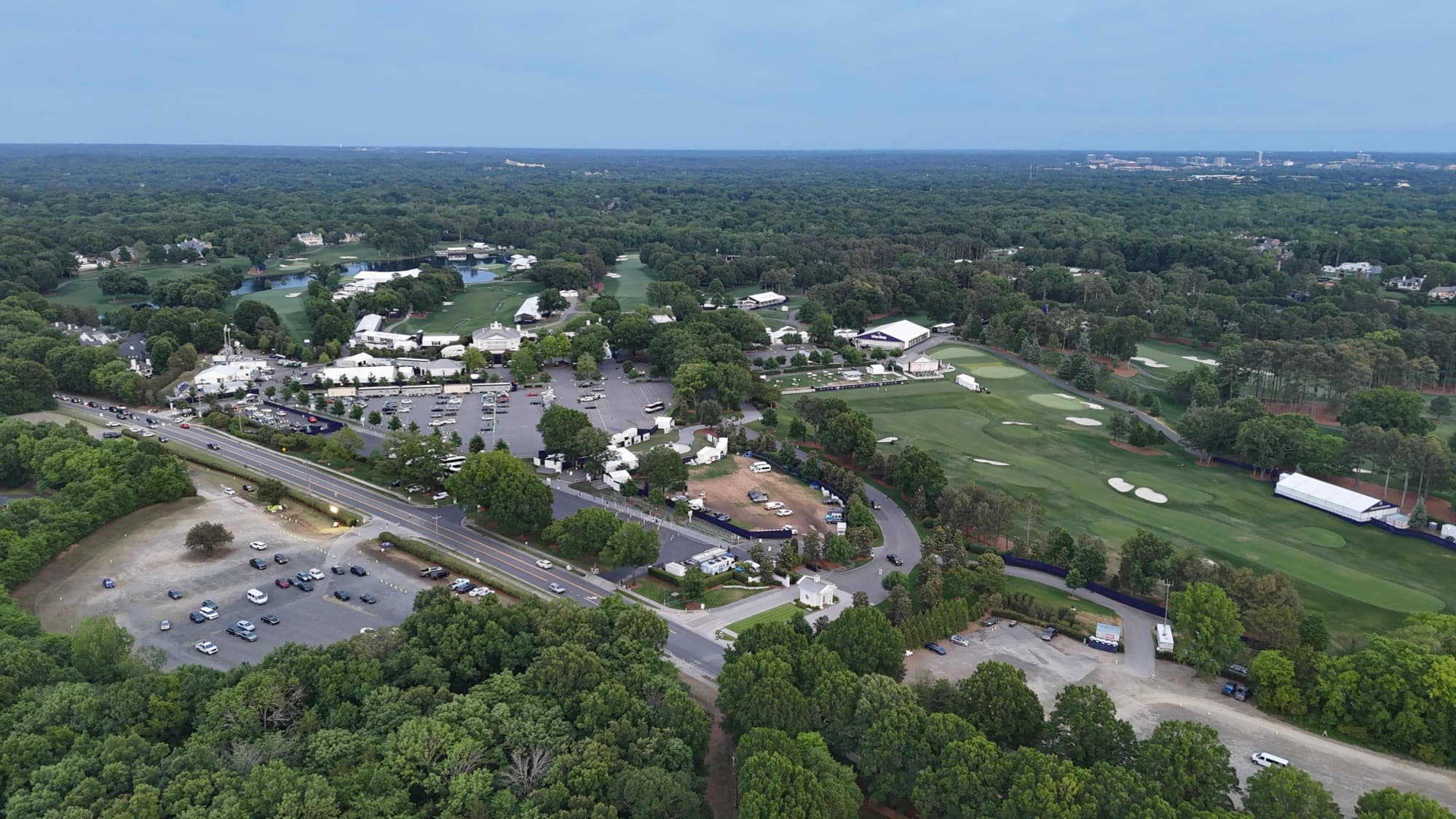 Aerial drone view over Ballantyne, NC by SQO SkyWorks