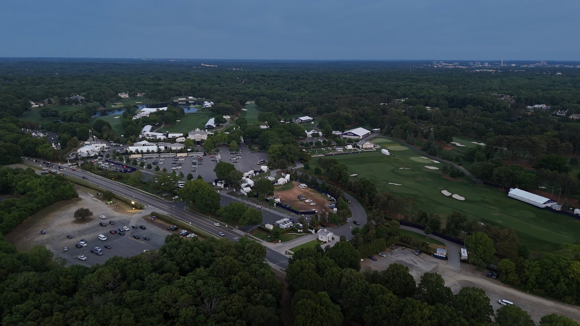 Aerial drone view over Ballantyne, NC by SQO SkyWorks