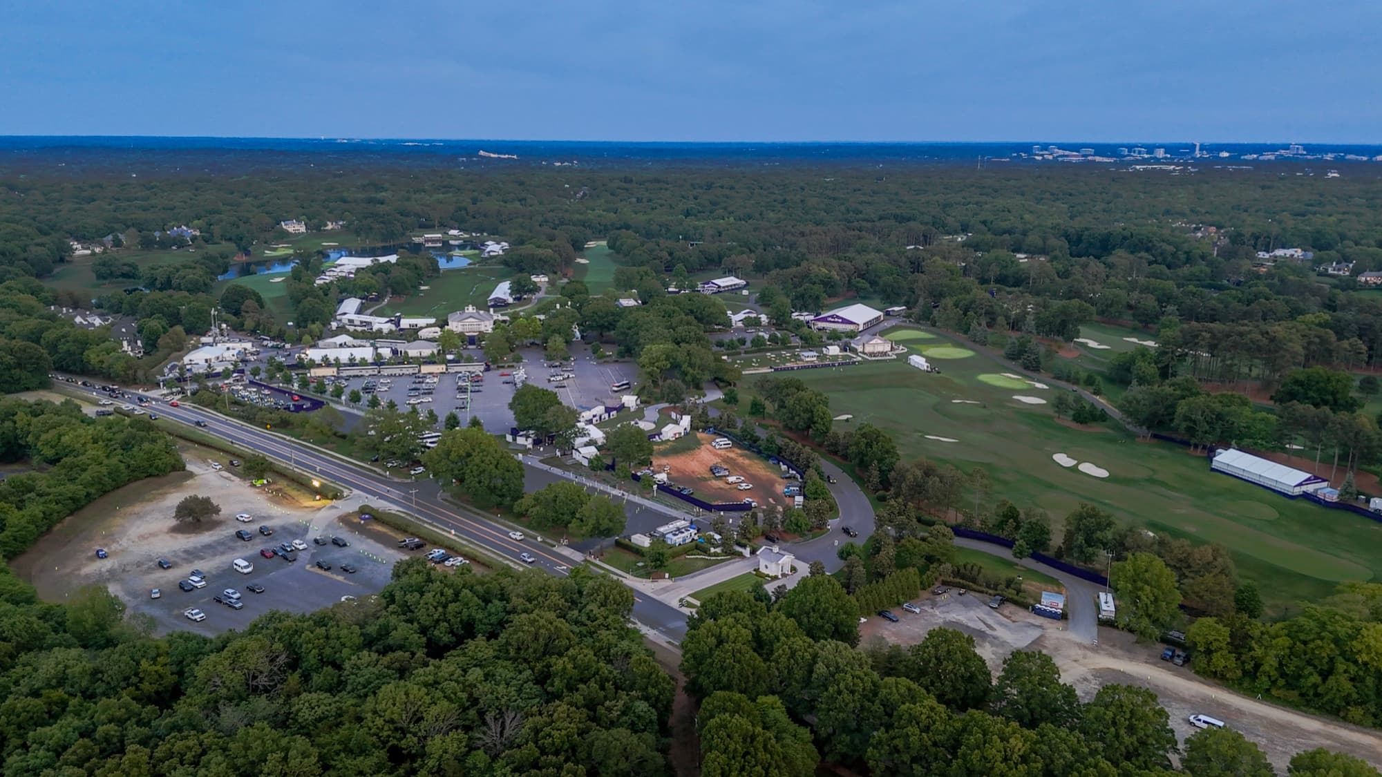 Aerial drone view over Matthews, NC by SQO SkyWorks