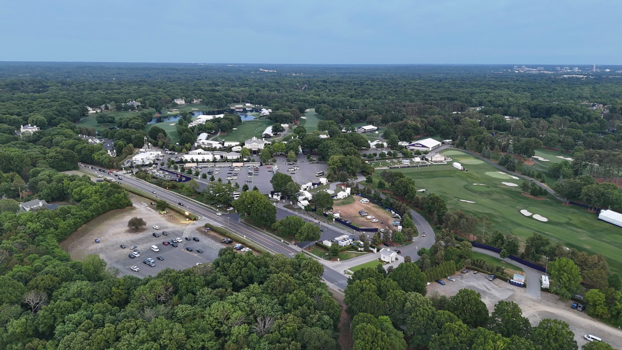 Aerial drone view over Matthews, NC by SQO SkyWorks