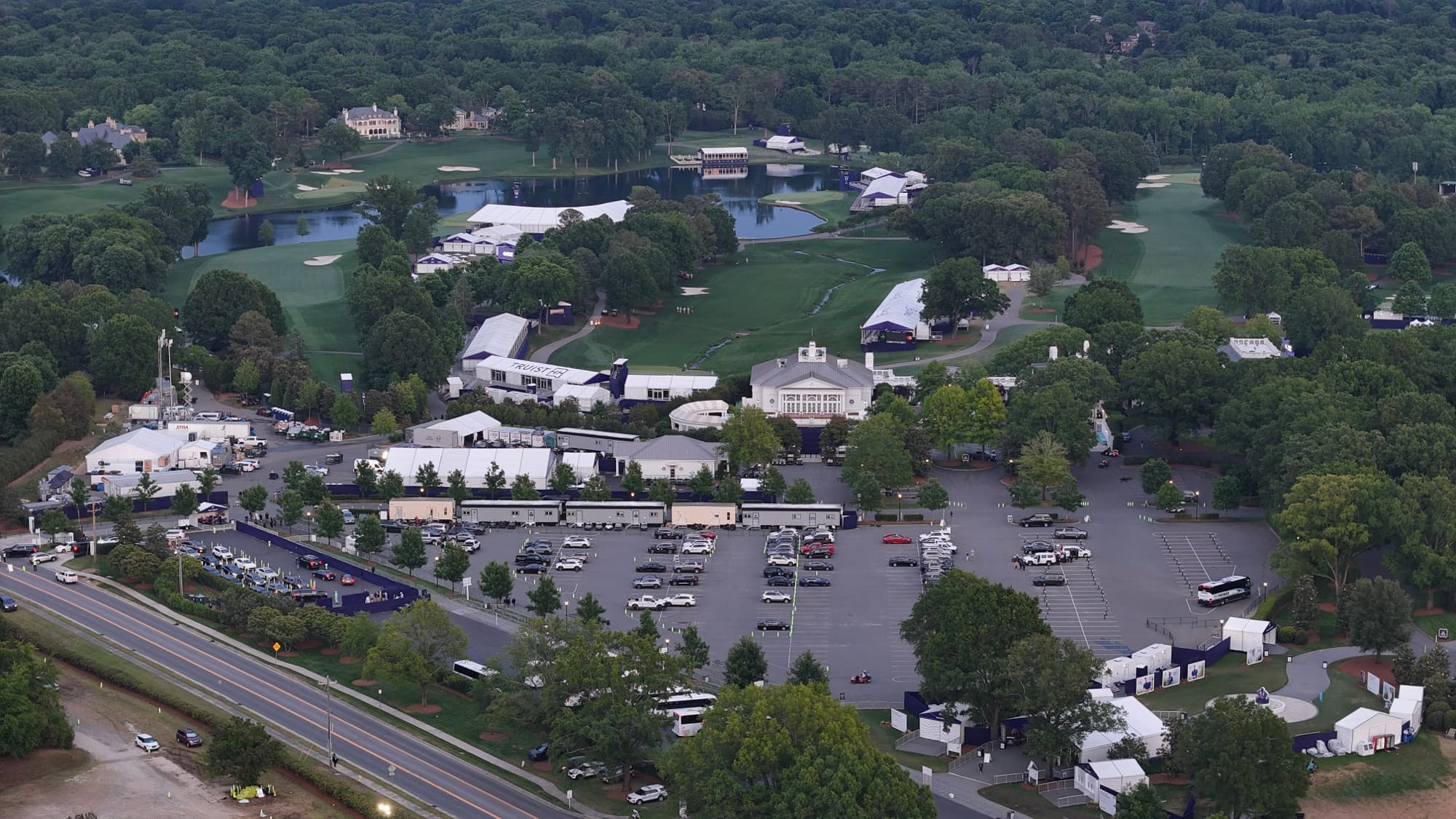 Aerial drone view over Huntersville, NC by SQO SkyWorks