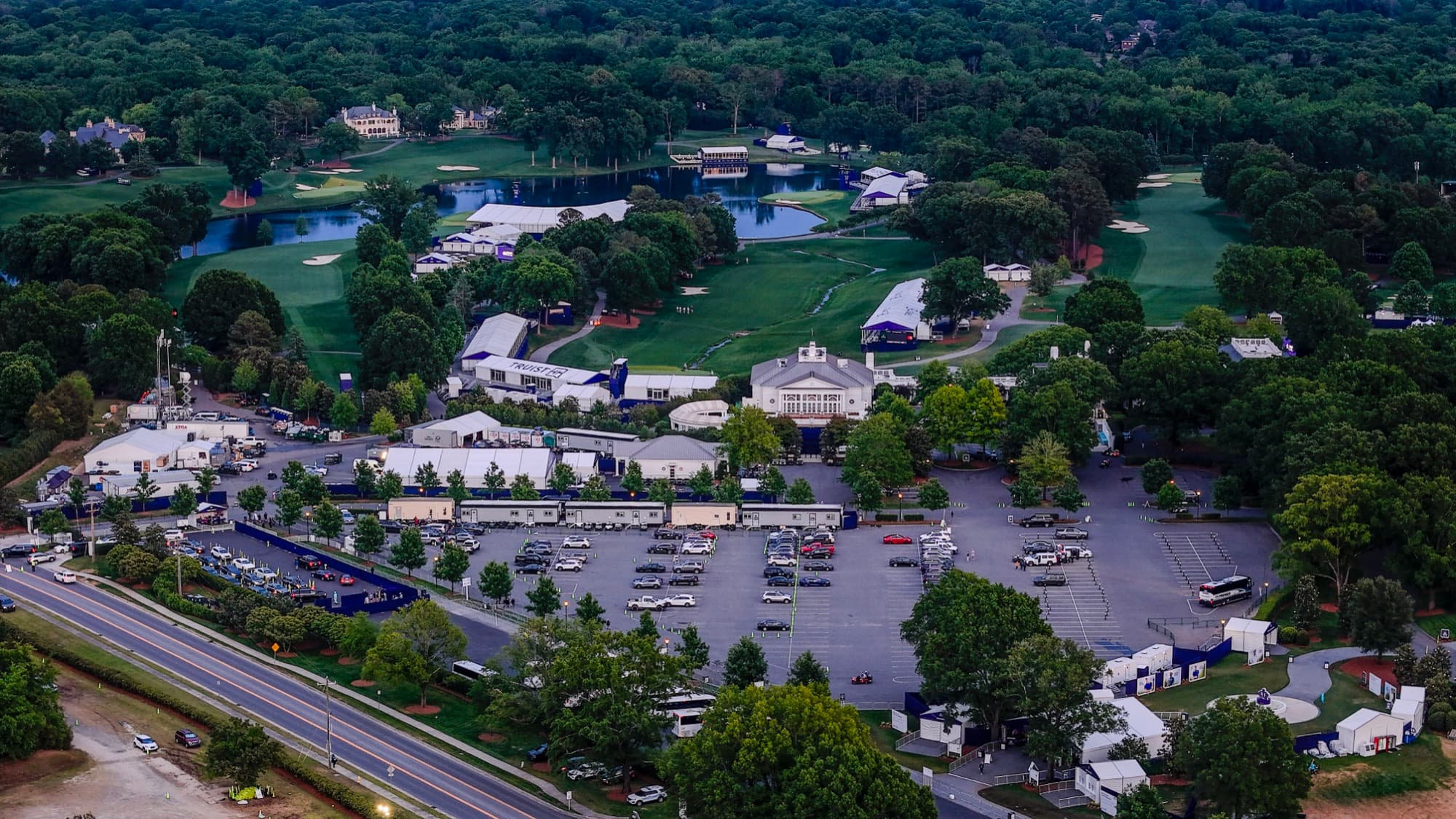 Aerial drone view over Huntersville, NC by SQO SkyWorks