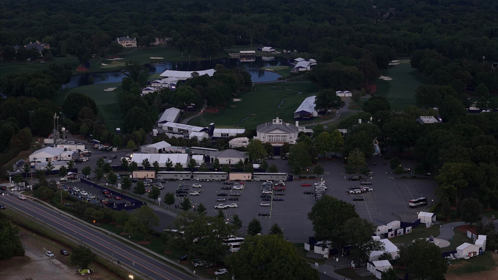 Aerial drone view over Cornelius, NC by SQO SkyWorks
