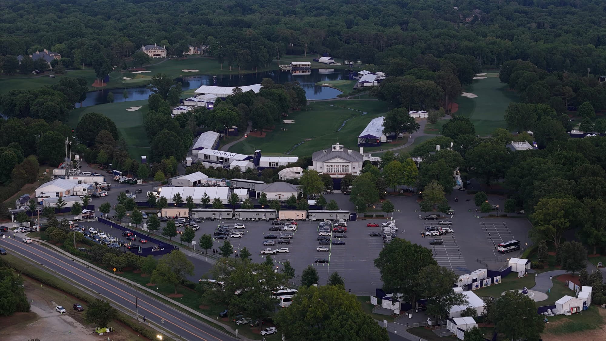 Aerial drone view over Cornelius, NC by SQO SkyWorks